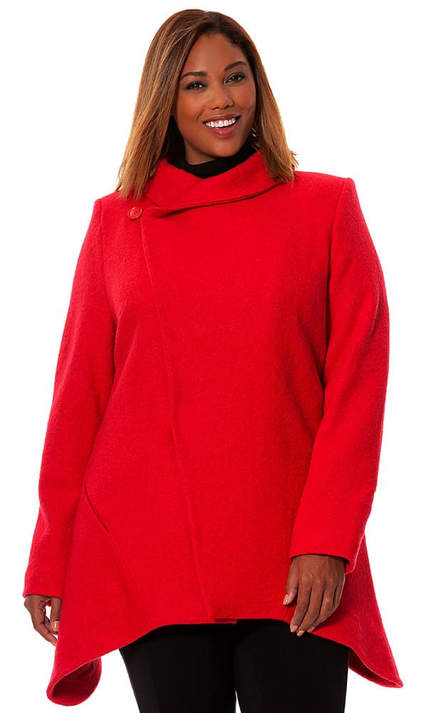 Red Plus Size Asymetrical Coat