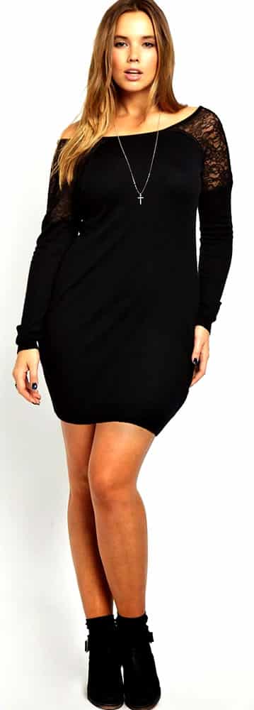 Half lace sleeve dress