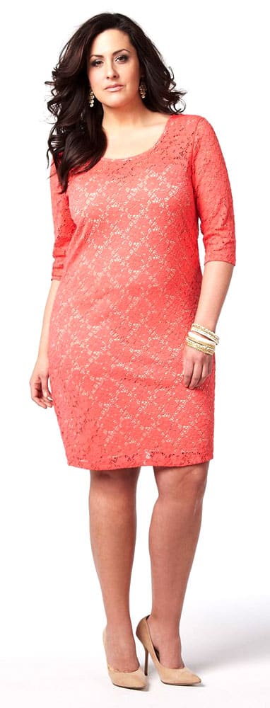 Plus Size pastel pink lace dress