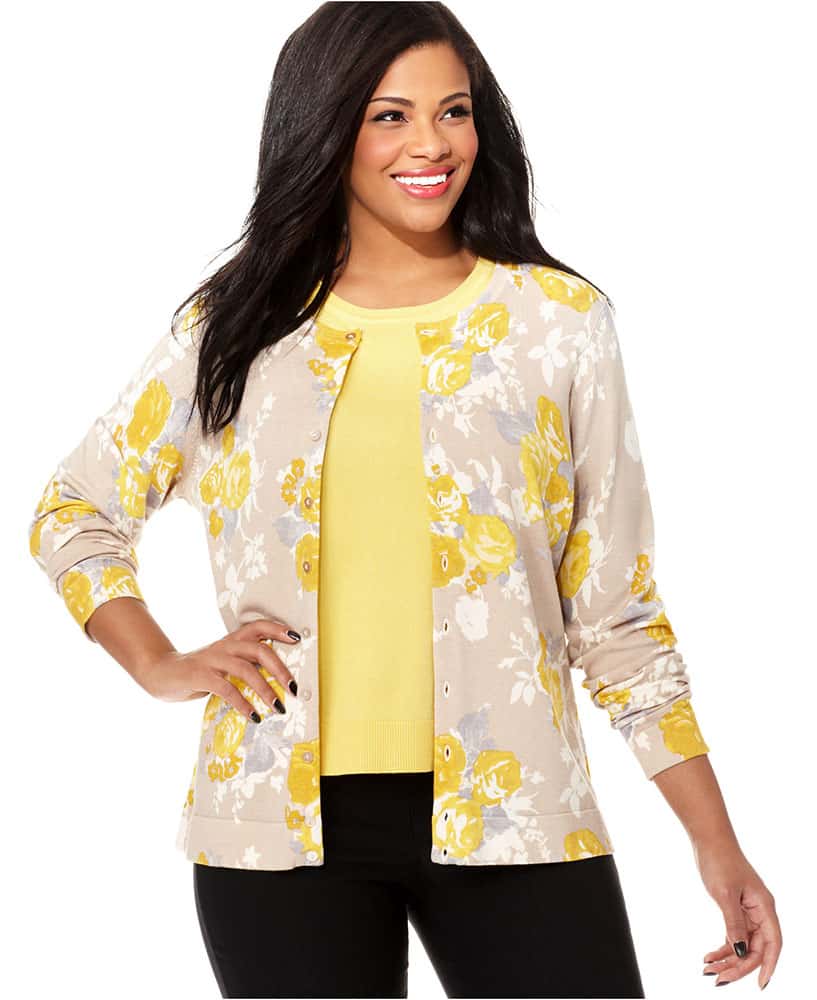 Gray Yellow Floral Cardigan