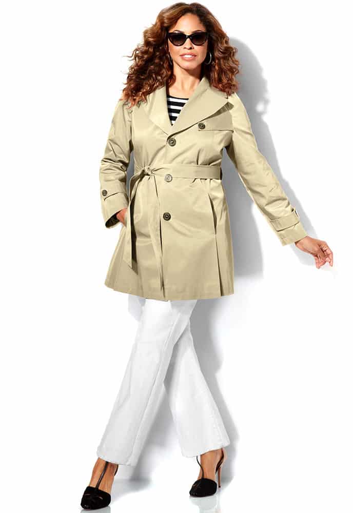 Khaki Plus Size Single Breasted Trench Coat