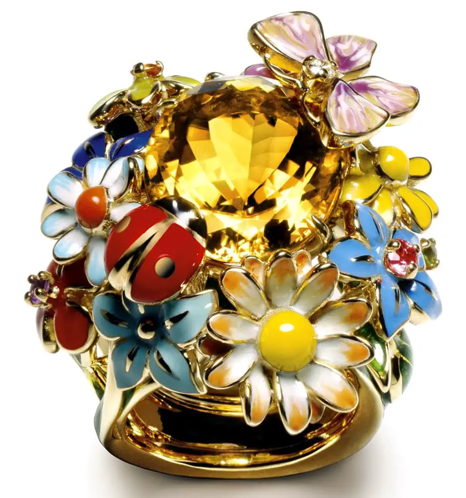 Dior diorette yellow, gold and citrine ring