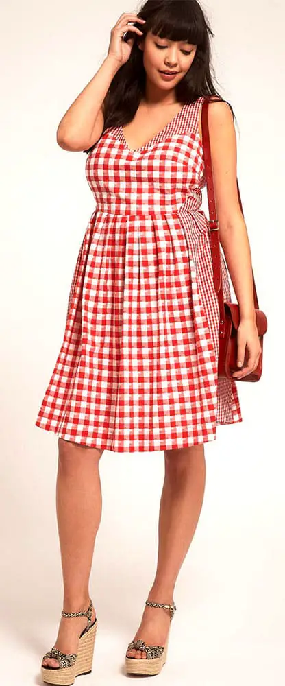 Gingham V-Neck Dress