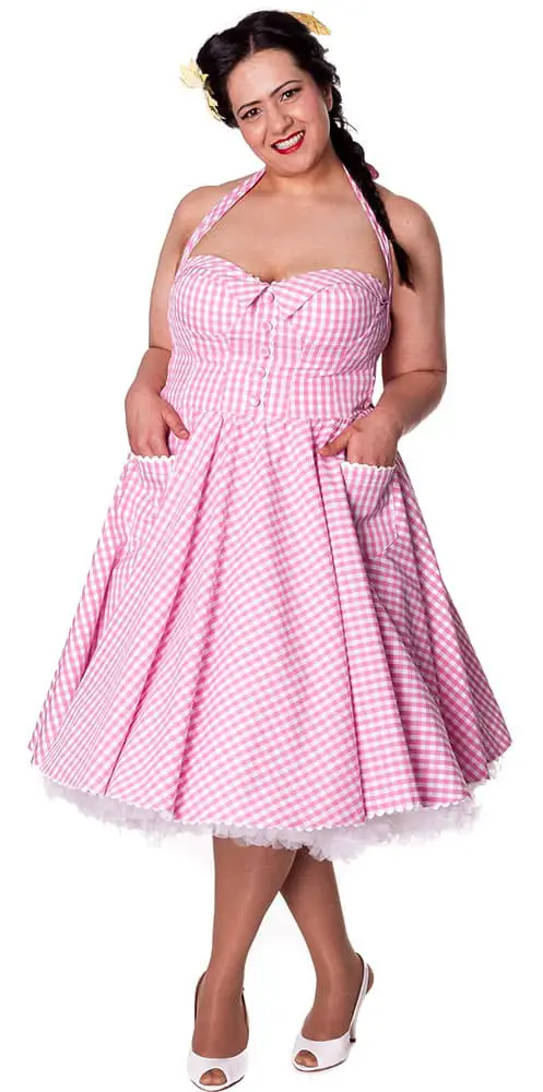 Retro Gingham Halter Dress