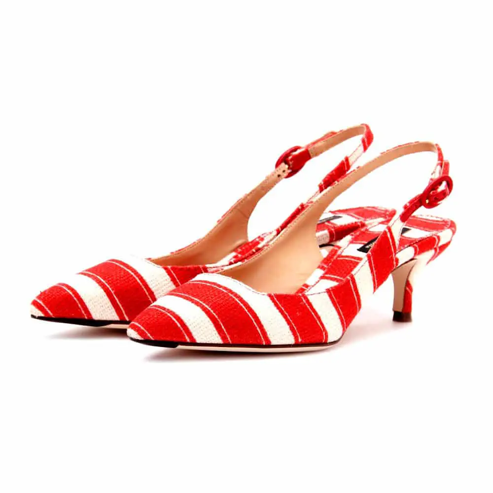 red white striped heels