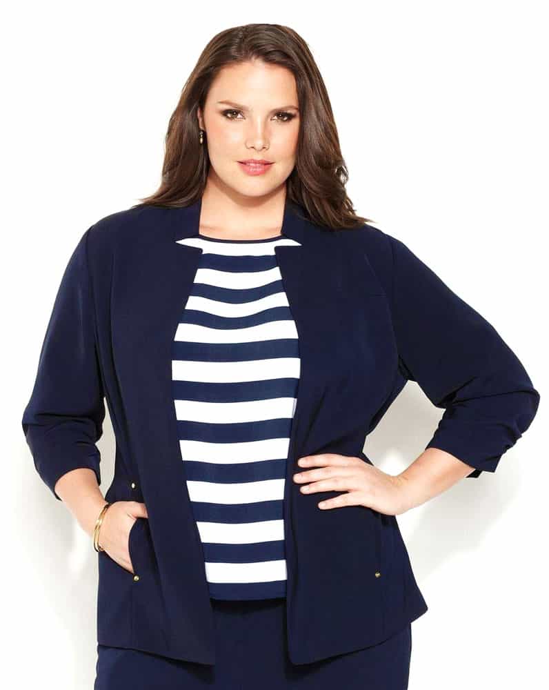 Keeping It Chic In Talbots Nautical Stripes blazer  Work outfits women,  Plus size fashion blog, Plus size outfits