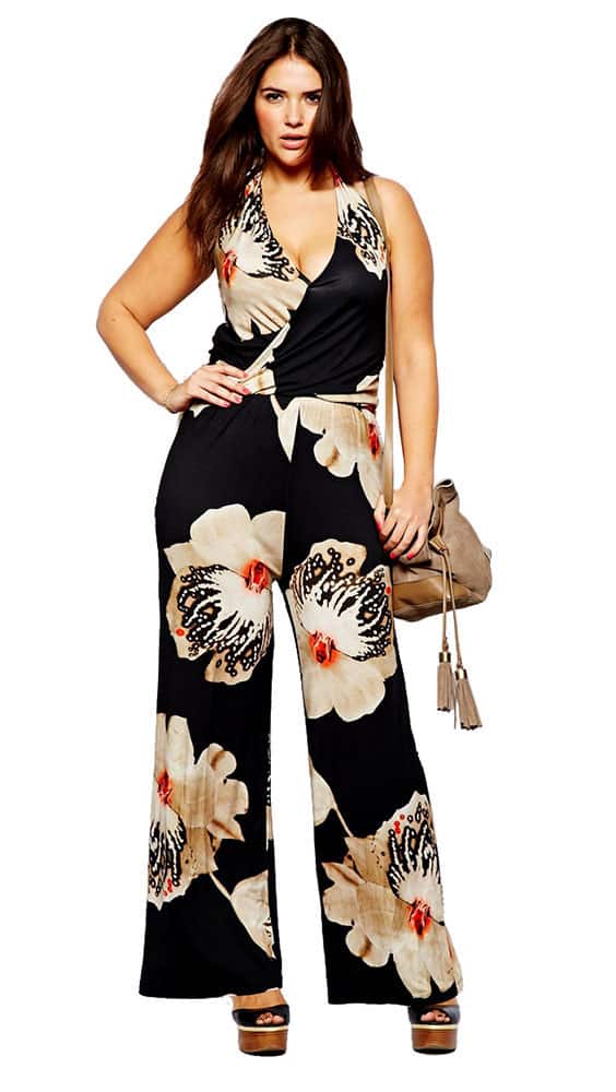 black floral jumpsuit - CurvyPlus