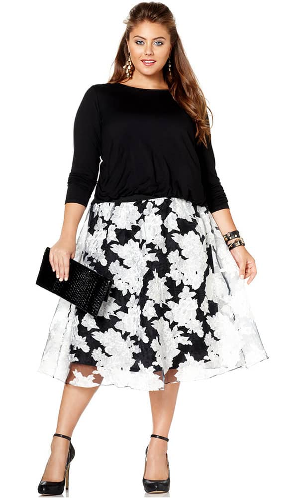 black white floral dress