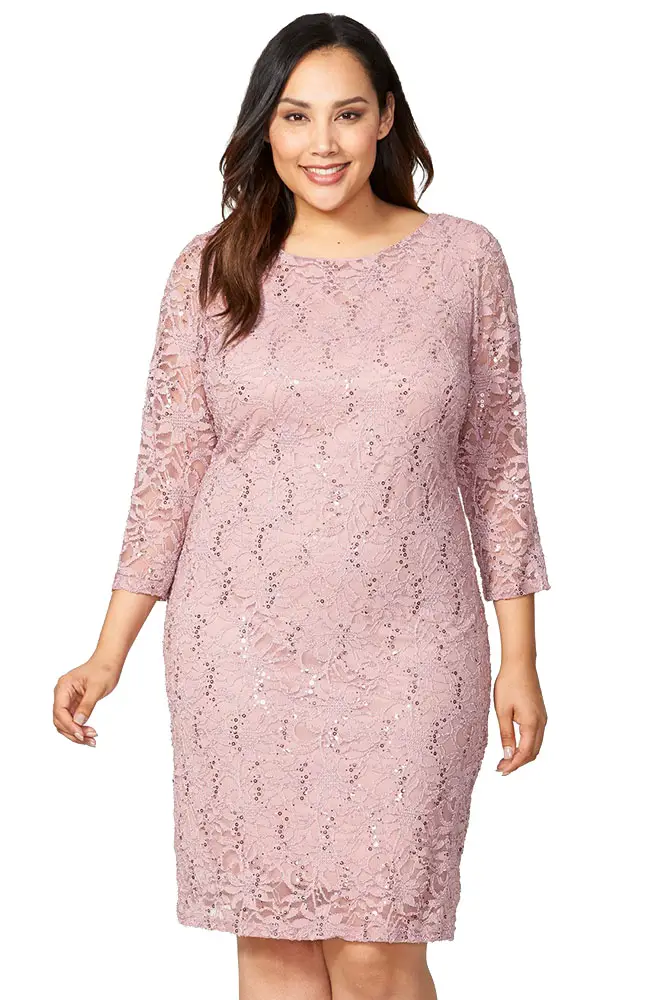 lilac lace sleeve dress - CurvyPlus