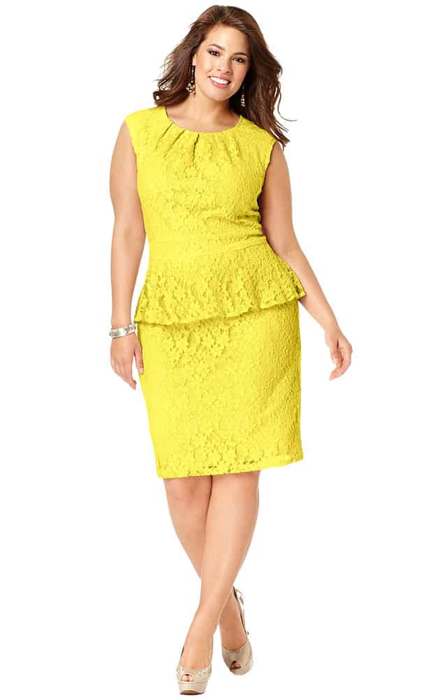 yellow lace dress - CurvyPlus