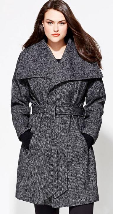 Plus Size Women's Lapel Wool Coat Trench Mid-Length Overcoat