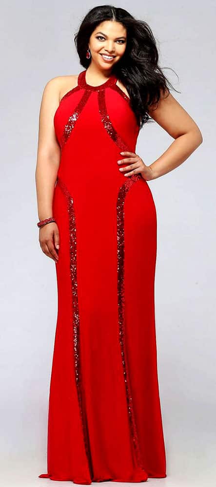 Halterneck Plus Size Prom Dress 01