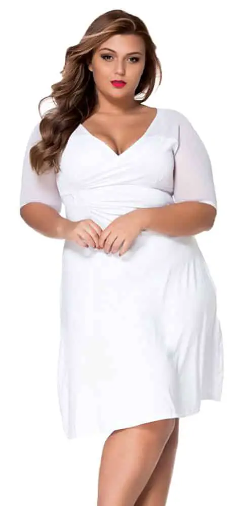 Plus Size A Line White Dress 03