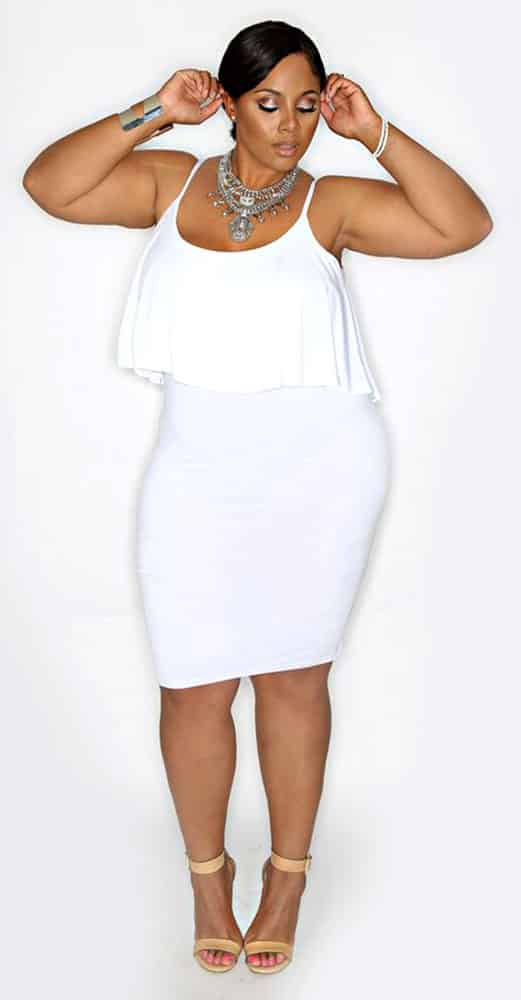 Plus Size Bodycon White Dress 01