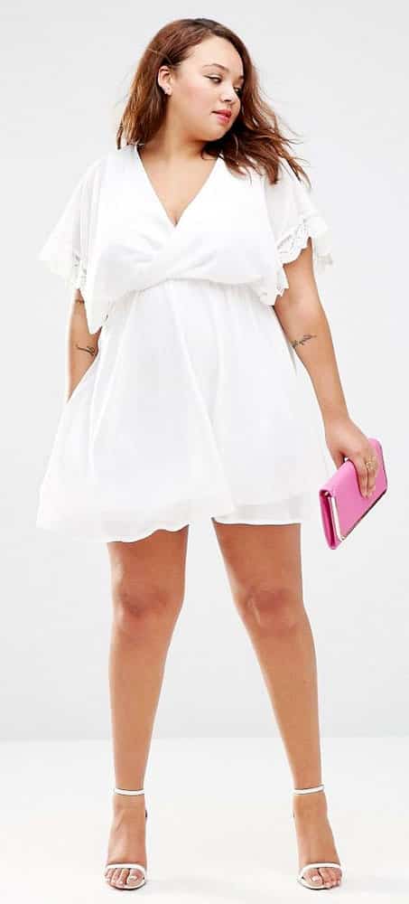 Plus Size Empire Waist White Dress 01