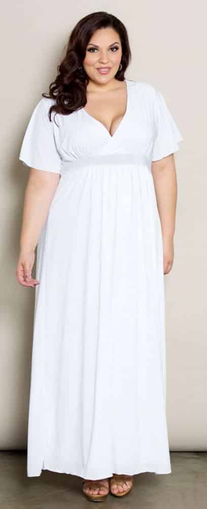 Plus Size Empire Waist White Dress 03