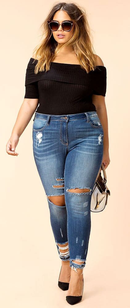 Plus Size High Waisted Jeans 01
