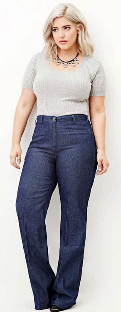 plus size high waisted jeans with crop top