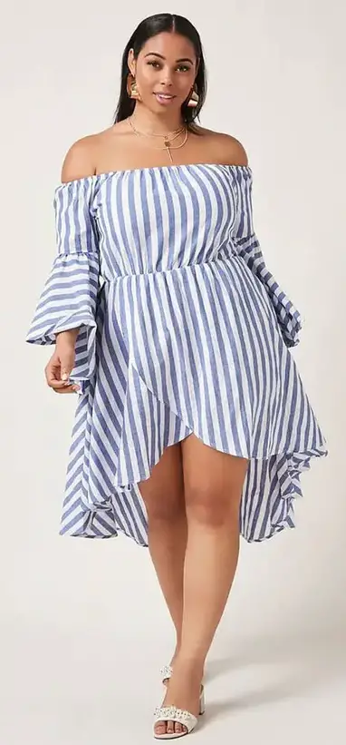  Chinese Style Classic Vertical Stripes Plus Size