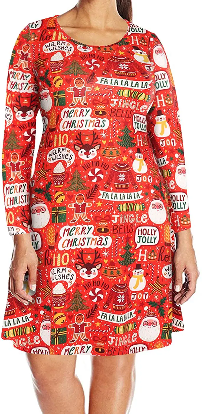 Plus size sale ugly christmas dress