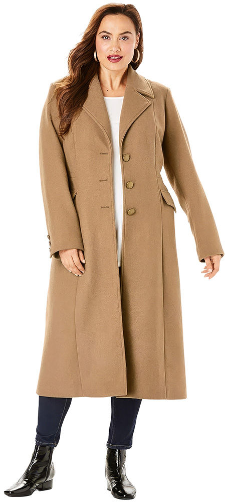 Plus Size Wardrobe Staples - Long Wool or Cashmere Coat - 02