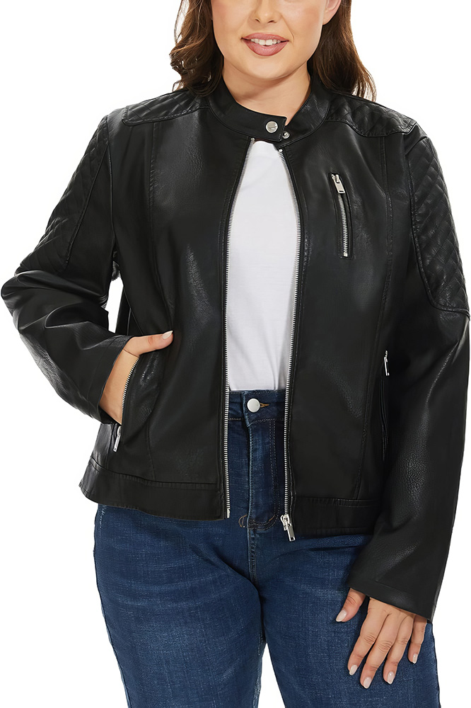 Plus Size Wardrobe Staples - Tailored Leather or Denim Jacket - 09